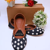 Exclusive Handcrafted Raw Silk Khussas – Classic Black Elegance For Women