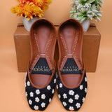 Exclusive Handcrafted Raw Silk Khussas – Classic Black Elegance For Women