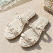 Cloud Nine White Bow Slides For Women