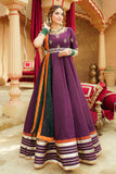 Mehrunisa Purple & Green Raw Silk Maxi with Dupatta & Belt For Women