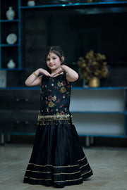 Printed Organza Choli with Crush Lehnga For Girls