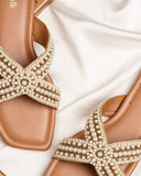 Opia Pearl Embellished Occasion Slides For Women