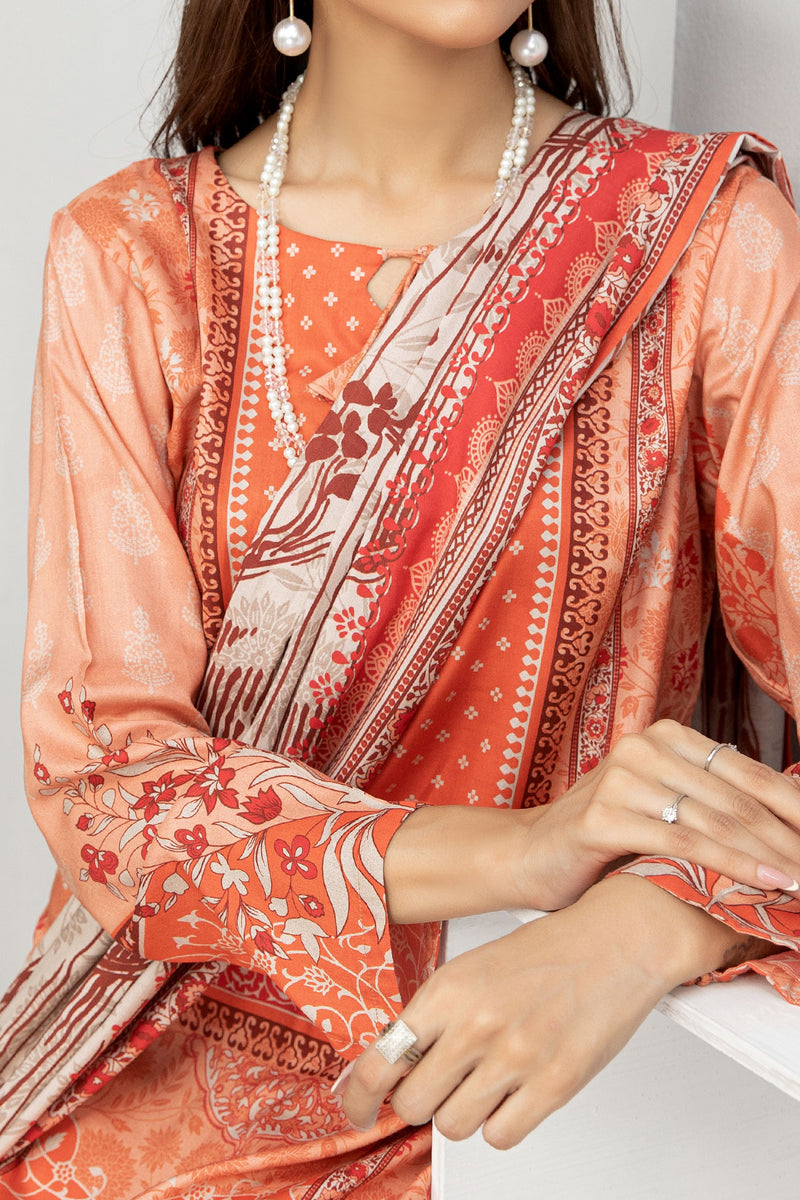 Festive Charm: 3PC Unstitched Linen Ensemble Suit For Women