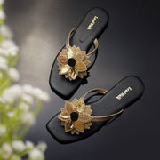Sunflower Hand-Embroidered Flip-Flops For Women