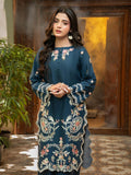 Navy Blue 2-Piece Embroidered Cambric Suit – Spring Edit For Women