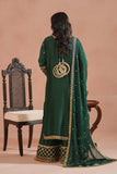 Bottle Green Royal Embroidered Russian Silk Suit For Women