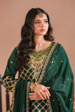 Bottle Green Royal Embroidered Russian Silk Suit For Women