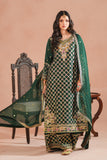 Bottle Green Royal Embroidered Russian Silk Suit For Women