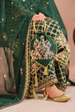 Bottle Green Royal Embroidered Russian Silk Suit For Women