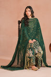 Bottle Green Royal Embroidered Russian Silk Suit For Women