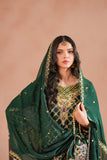 Bottle Green Royal Embroidered Russian Silk Suit For Women