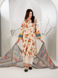 Peach Beige 3-Piece Printed Suit with Chiffon Dupatta For Women