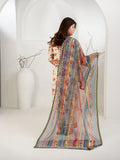 Peach Beige 3-Piece Printed Suit with Chiffon Dupatta For Women
