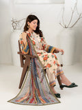 Peach Beige 3-Piece Printed Suit with Chiffon Dupatta For Women