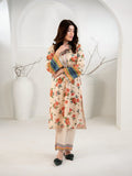 Peach Beige 3-Piece Printed Suit with Chiffon Dupatta For Women