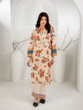 Peach Beige 3-Piece Printed Suit with Chiffon Dupatta For Women