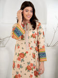 Peach Beige 3-Piece Printed Suit with Chiffon Dupatta For Women