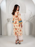 Peach Beige 3-Piece Printed Suit with Chiffon Dupatta For Women