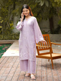Lilac 2-Piece Embroidered Cambric Suit For Women