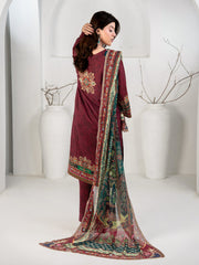 Elegant Maroon 3-Piece Printed Suit For Women