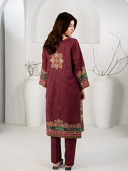 Elegant Maroon 3-Piece Printed Suit For Women