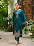 Deep Teal 2-Piece Embroidered Cambric Suit – Luxe Edit For Women