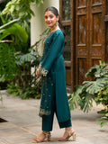 Deep Teal 2-Piece Embroidered Cambric Suit – Luxe Edit For Women