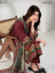 Elegant Maroon 3-Piece Printed Suit For Women