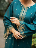 Deep Teal 2-Piece Embroidered Cambric Suit – Luxe Edit For Women