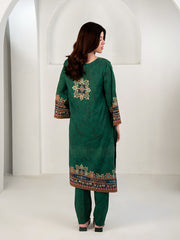 Elegant Emerald Green 3-Piece Printed Suit For Women
