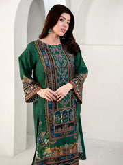 Elegant Emerald Green 3-Piece Printed Suit For Women