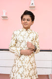 Elegant Golden Mysore Sequence Sherwani For Boys