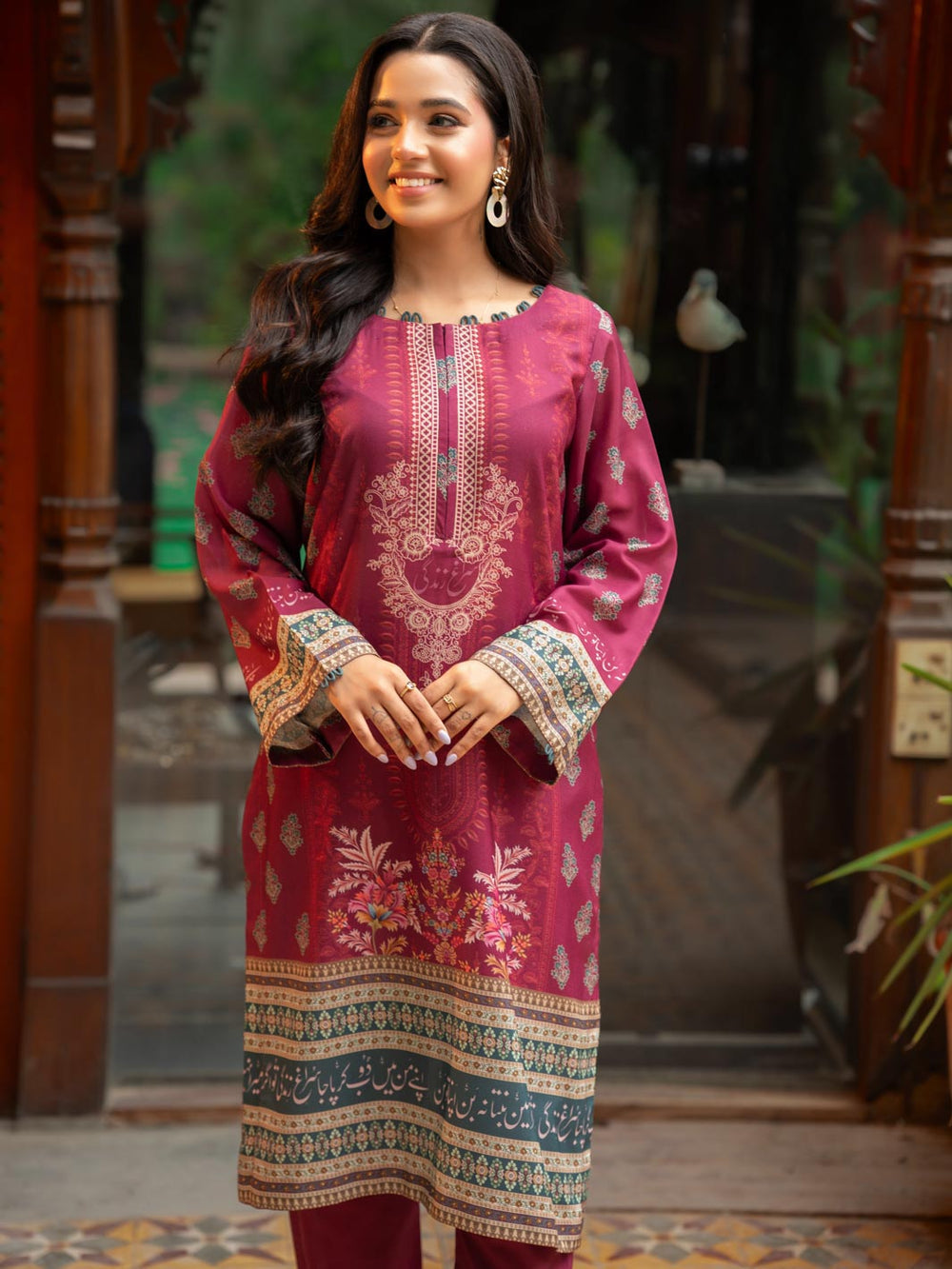Zareen – Maroon 2-Piece Digital Printed Doria Lawn Suit For Women