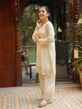 Soft Ivory 2-Piece Embroidered Cambric Suit For Women