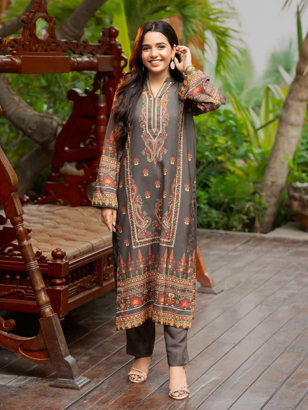 Miraas – Olive 2-Piece Digital Printed Doria Lawn Suit For Women