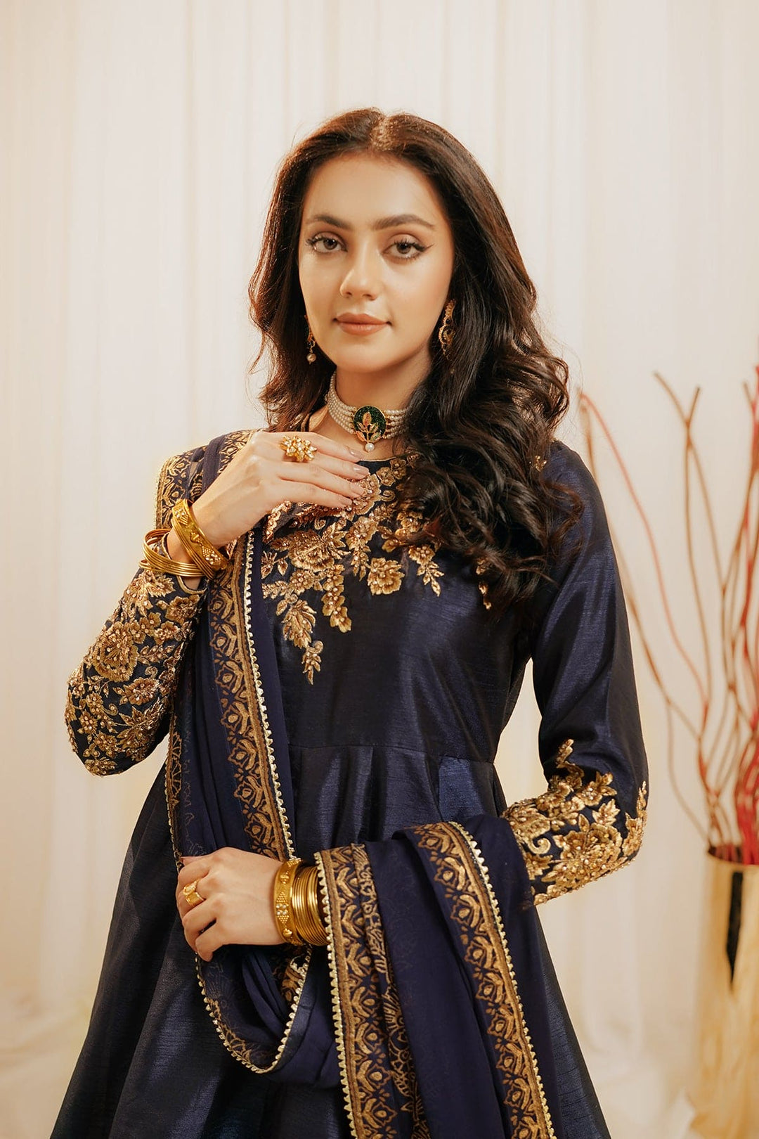 Mehtab Royal Navy Blue Tilla Maxi For Women