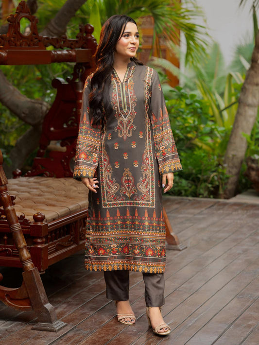 Miraas – Olive 2-Piece Digital Printed Doria Lawn Suit For Women