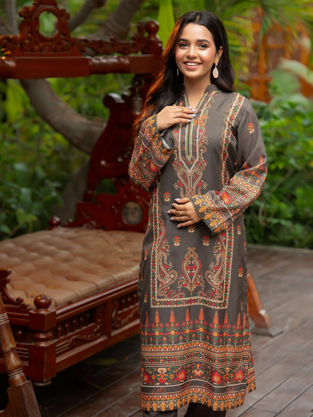 Miraas – Olive 2-Piece Digital Printed Doria Lawn Suit For Women