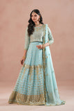 Sky Blue Royal Embroidered Chiffon Lehenga For Women