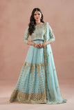 Sky Blue Royal Embroidered Chiffon Lehenga For Women