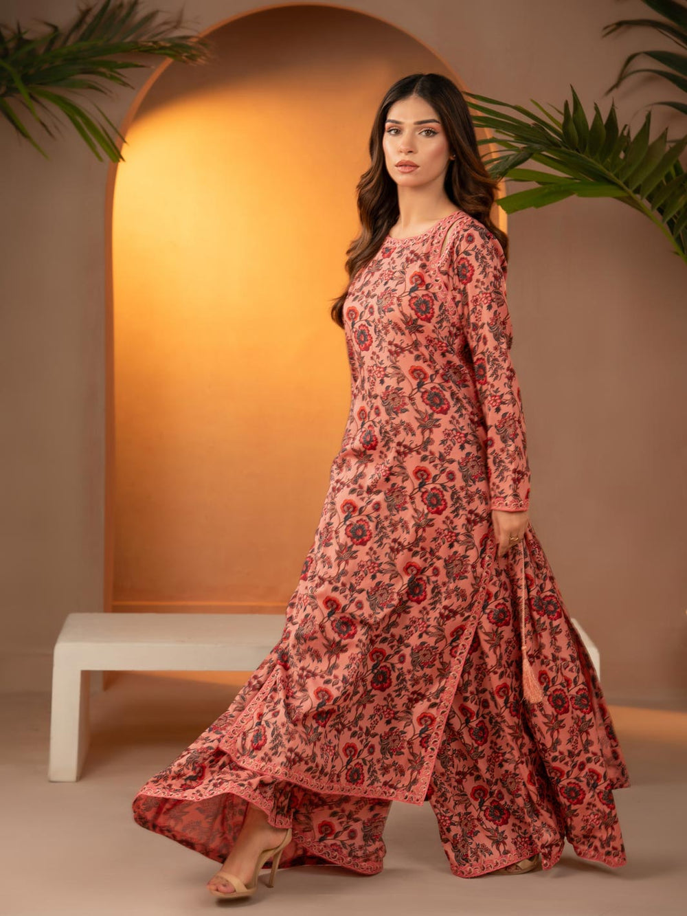 Sargoshi – Pink 2-Piece Digital Printed Gharara Set For Women
