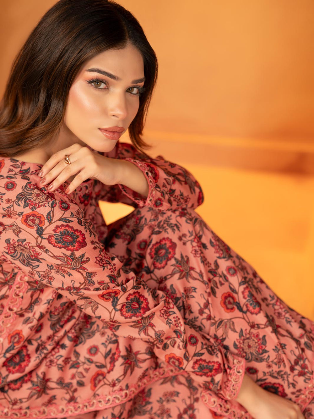 Sargoshi – Pink 2-Piece Digital Printed Gharara Set For Women