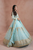 Sky Blue Royal Embroidered Chiffon Lehenga For Women