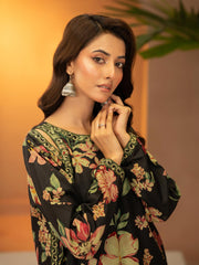 Sargoshi – Black 2-Piece Digital Printed Gharara Set For Women