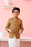 Majestic Golden Embroidered Prince Coat For Boys