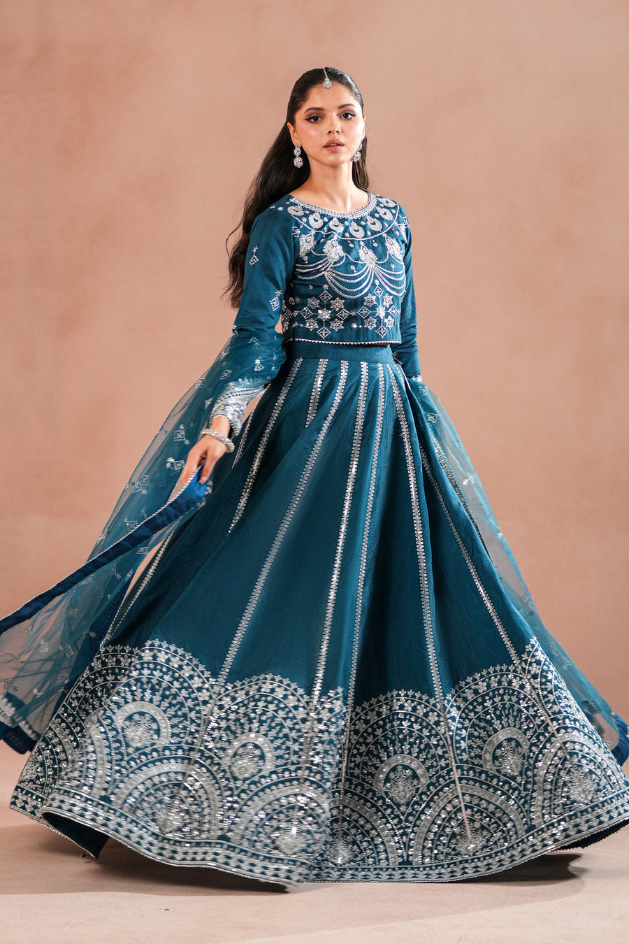 Zinc Royal Embroidered Raw Silk Lehenga For Women