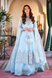 Aafreen Sky Blue Wedding Formal Frock with Lehenga & Dupatta For Women