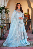 Aafreen Sky Blue Wedding Formal Frock with Lehenga & Dupatta For Women