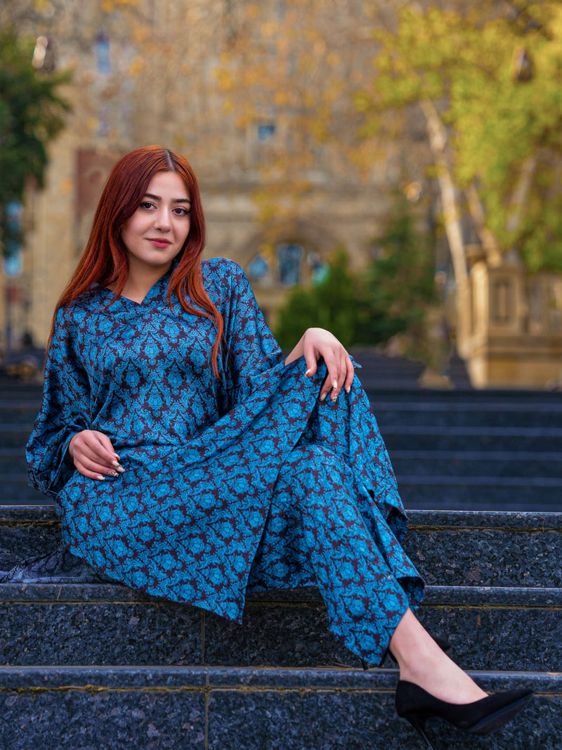 2-Piece Shamoz Silk Shirt and Trouser Set For Women