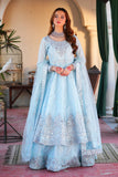 Aafreen Sky Blue Wedding Formal Frock with Lehenga & Dupatta For Women